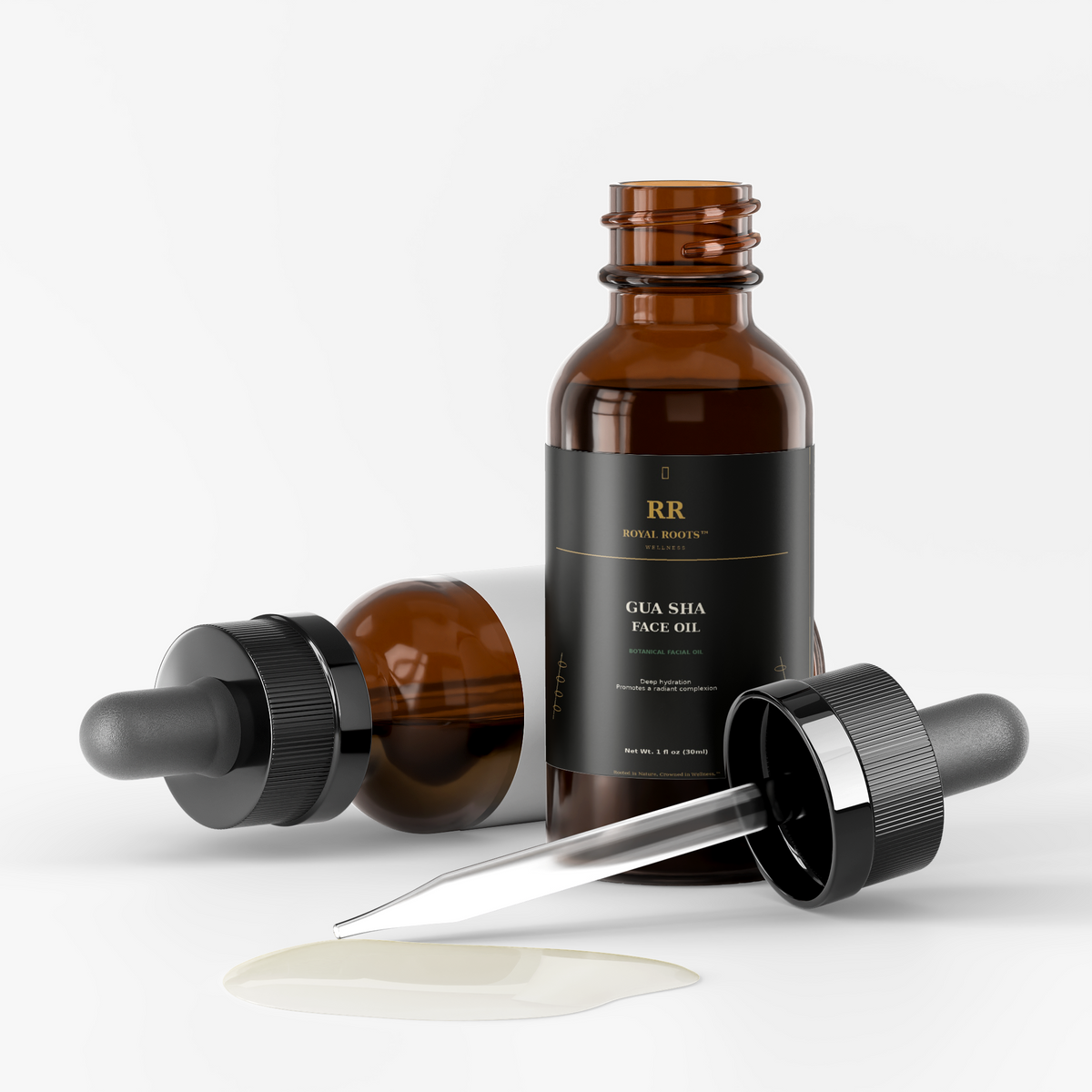 💎Royal Roots™ Crowned Radiance™ Gua Sha Botanical Face Oil Rosehip + Ginseng + Pomegranate + Baobab