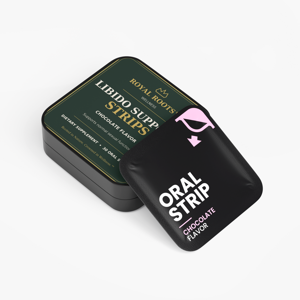 👑 Royal Roots™ Libido Support Strips — Chocolate Flavor — Sexual Wellness & Performance Support — 30 Oral Strips