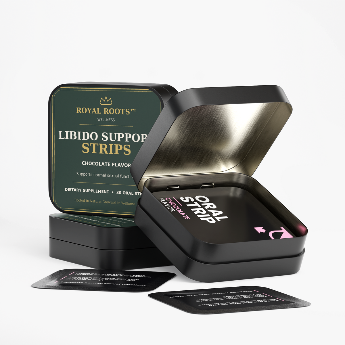 👑 Royal Roots™ Libido Support Strips — Chocolate Flavor — Sexual Wellness & Performance Support — 30 Oral Strips