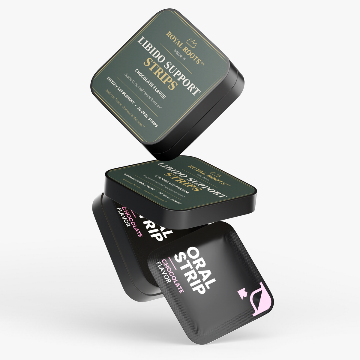 👑 Royal Roots™ Libido Support Strips — Chocolate Flavor — Sexual Wellness & Performance Support — 30 Oral Strips
