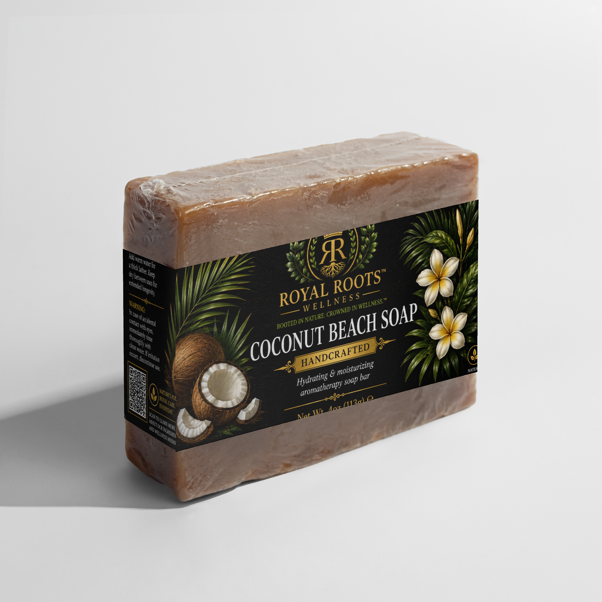 🥥 Royal Roots™ Coconut Beach Handcrafted Soap — Hydrating & Moisturizing Aromatherapy Bar — 4 oz