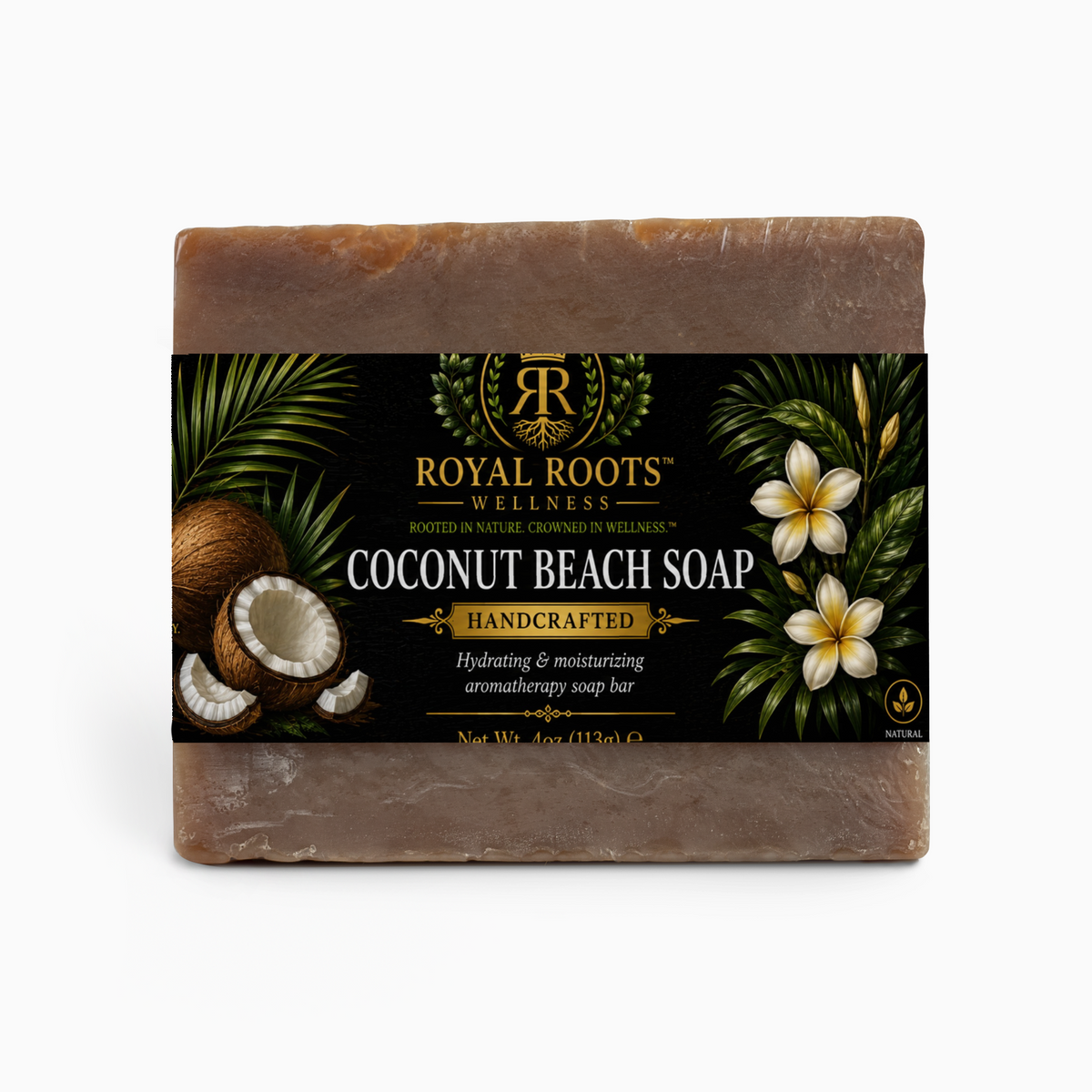 🥥 Royal Roots™ Coconut Beach Handcrafted Soap — Hydrating & Moisturizing Aromatherapy Bar — 4 oz