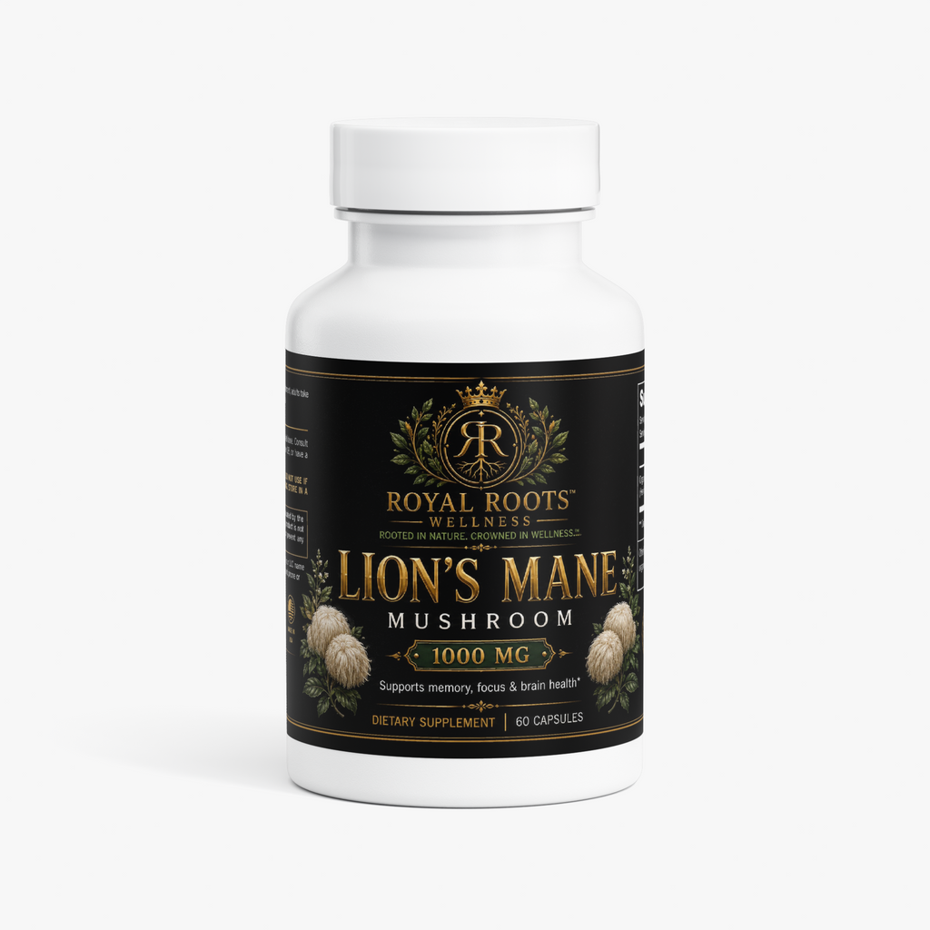 🍄 Royal Roots™ Lion’s Mane Mushroom — Memory, Focus & Brain Health Support — 1000 MG — 60 Capsules  Memory • Focus • Cognitive Wellness • Brain Health