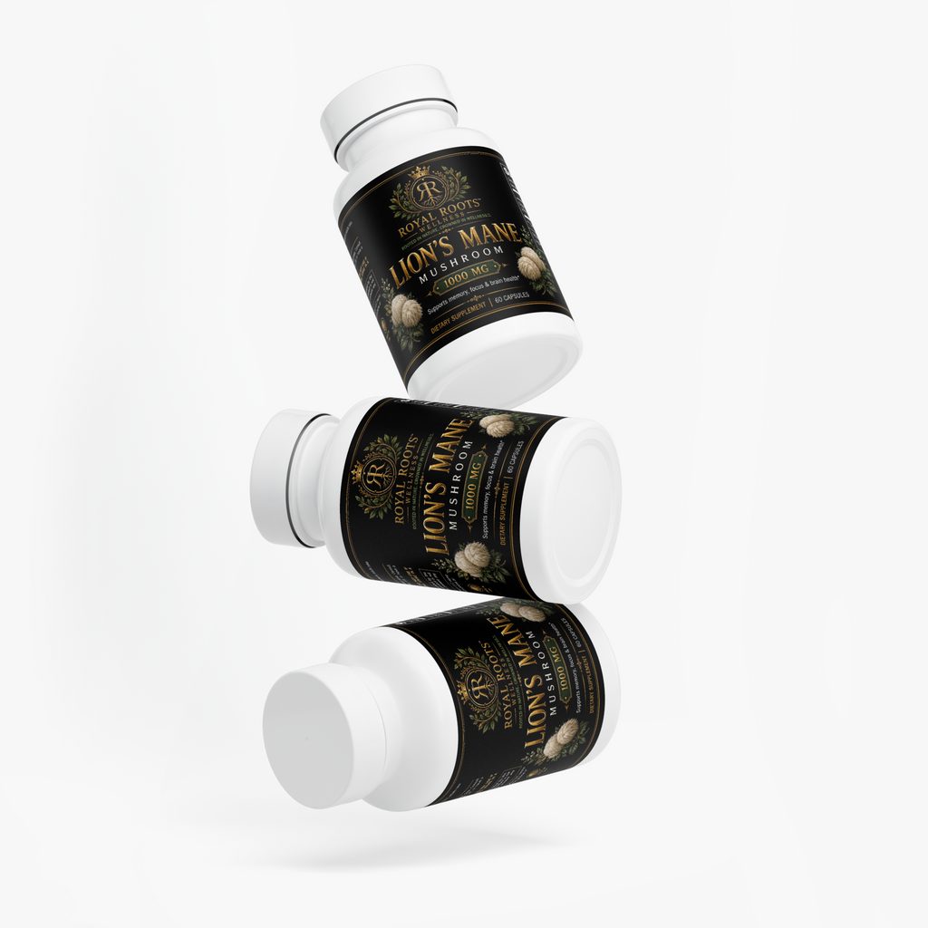 🍄 Royal Roots™ Lion’s Mane Mushroom — Memory, Focus & Brain Health Support — 1000 MG — 60 Capsules  Memory • Focus • Cognitive Wellness • Brain Health