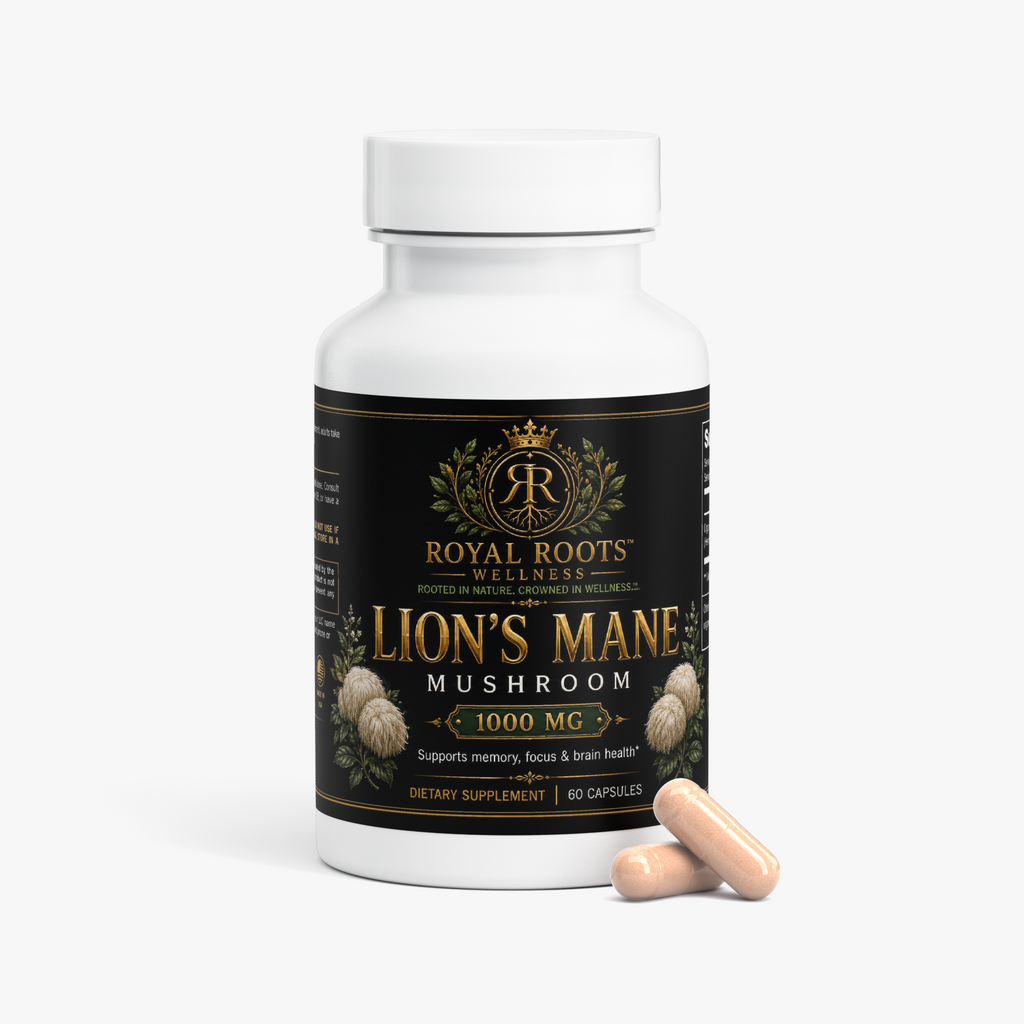 🍄 Royal Roots™ Lion’s Mane Mushroom — Memory, Focus & Brain Health Support — 1000 MG — 60 Capsules  Memory • Focus • Cognitive Wellness • Brain Health
