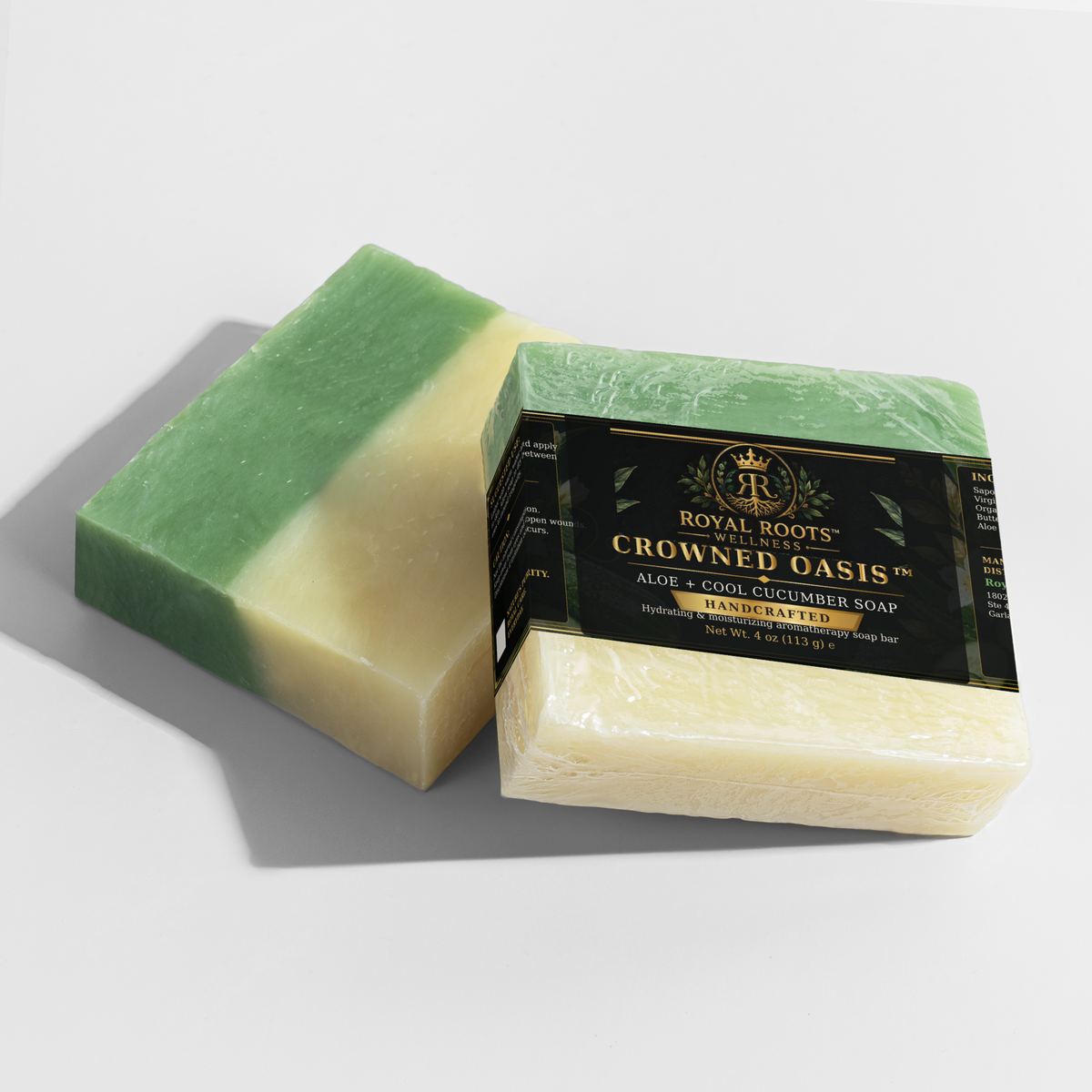 🥒 Royal Roots™ Crowned Oasis™ Aloe + Cool Cucumber Handcrafted Soap — Hydrating & Moisturizing Aromatherapy Bar — 4 oz