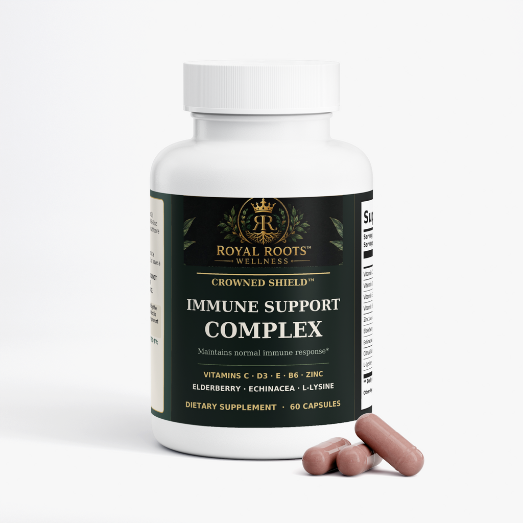🛡️ Royal Roots™ Crowned Shield™ Immune Support Complex — Elderberry, Echinacea, Vitamins & Zinc — 60 Capsules