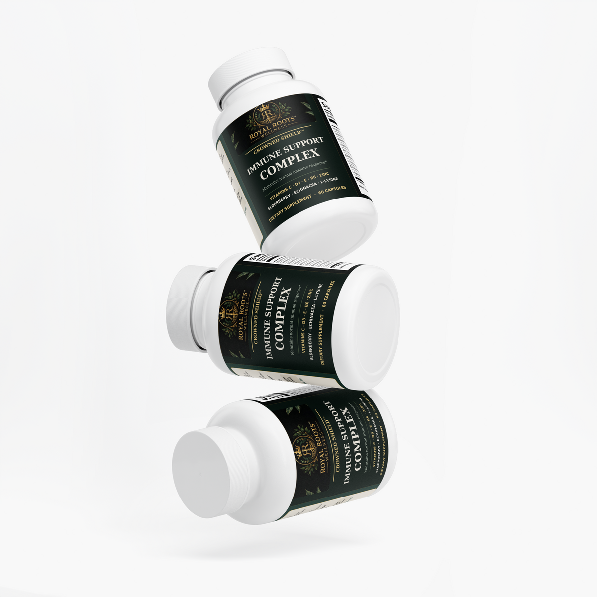 🛡️ Royal Roots™ Crowned Shield™ Immune Support Complex — Elderberry, Echinacea, Vitamins & Zinc — 60 Capsules