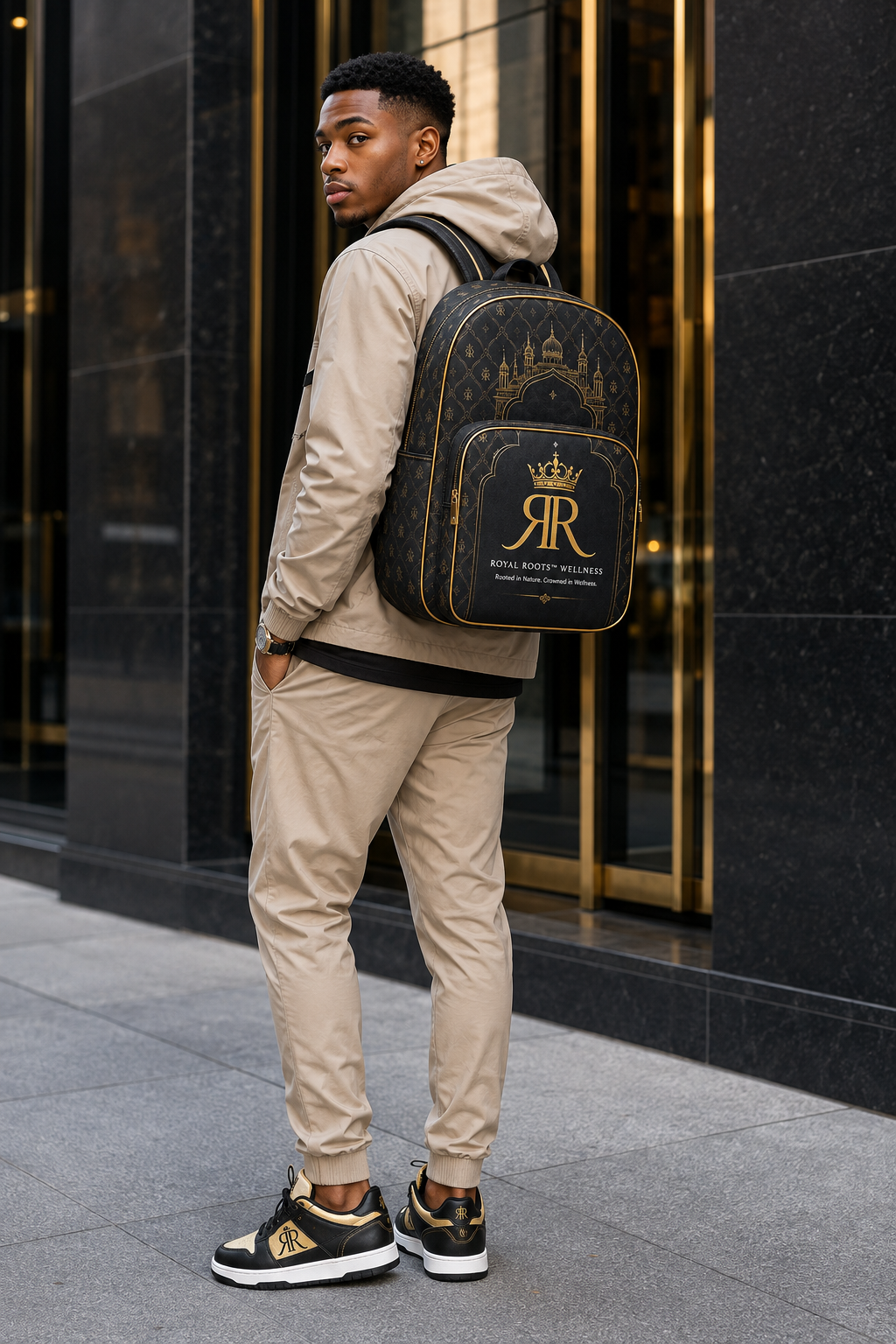 🎒 Royal Roots™ Wellness Crowned Heritage Luxury Backpack — Water-Resistant 15″ Laptop Bag