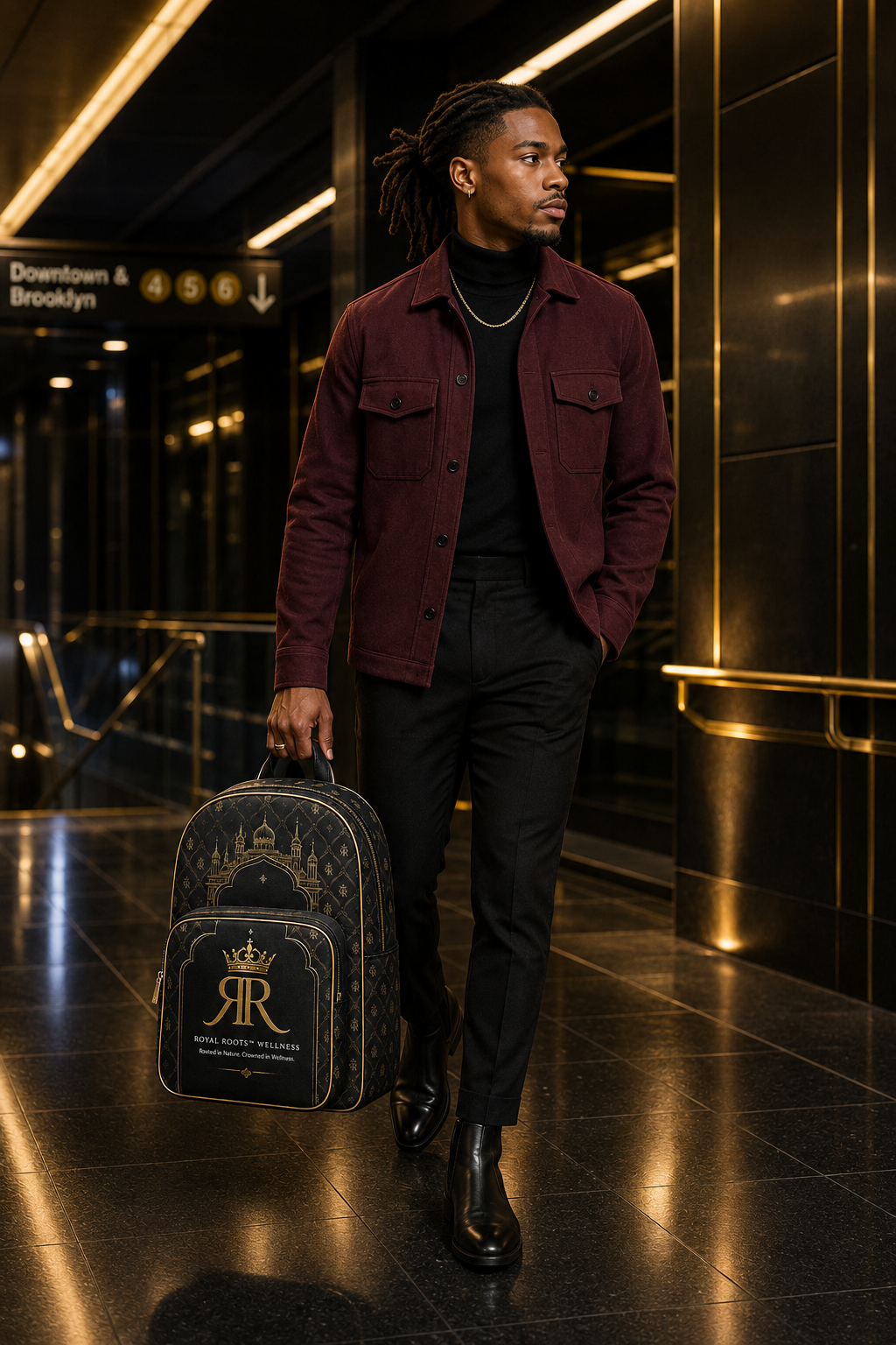 🎒 Royal Roots™ Wellness Crowned Heritage Luxury Backpack — Water-Resistant 15″ Laptop Bag