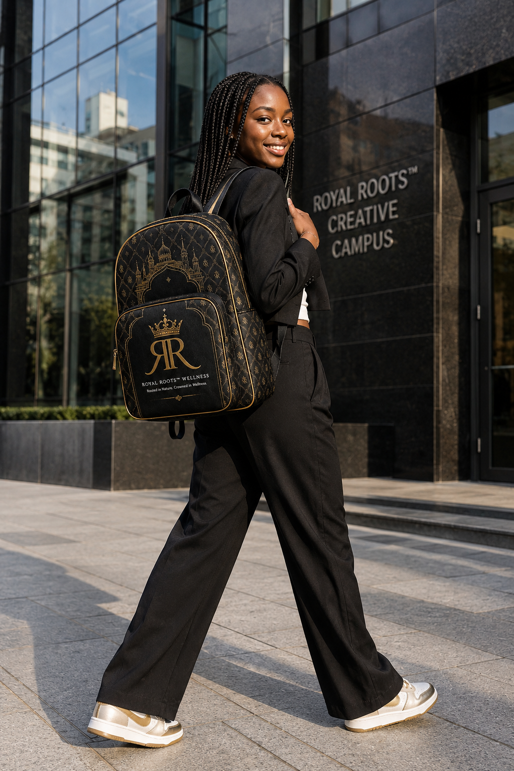 🎒 Royal Roots™ Wellness Crowned Heritage Luxury Backpack — Water-Resistant 15″ Laptop Bag