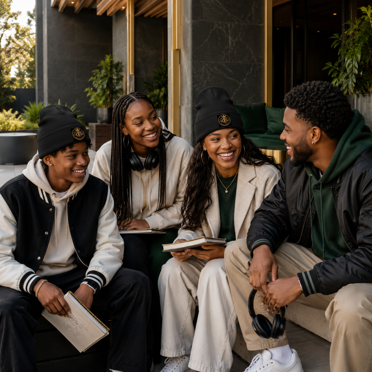 🧢 Royal Roots™ ROOTED CROWN™ Cuffed Beanie — Black 12-Inch Unisex Knit Beanie