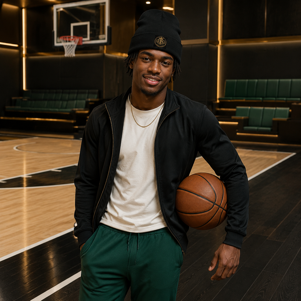 🧢 Royal Roots™ ROOTED CROWN™ Cuffed Beanie — Black 12-Inch Unisex Knit Beanie