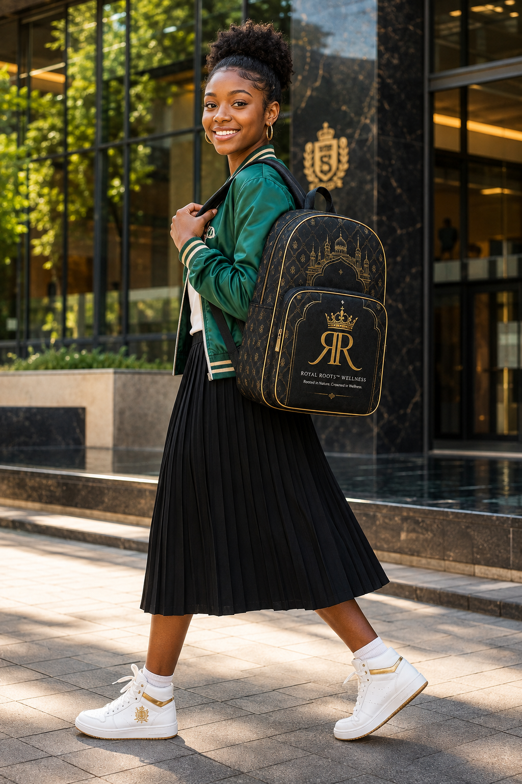 🎒 Royal Roots™ Wellness Crowned Heritage Luxury Backpack — Water-Resistant 15″ Laptop Bag