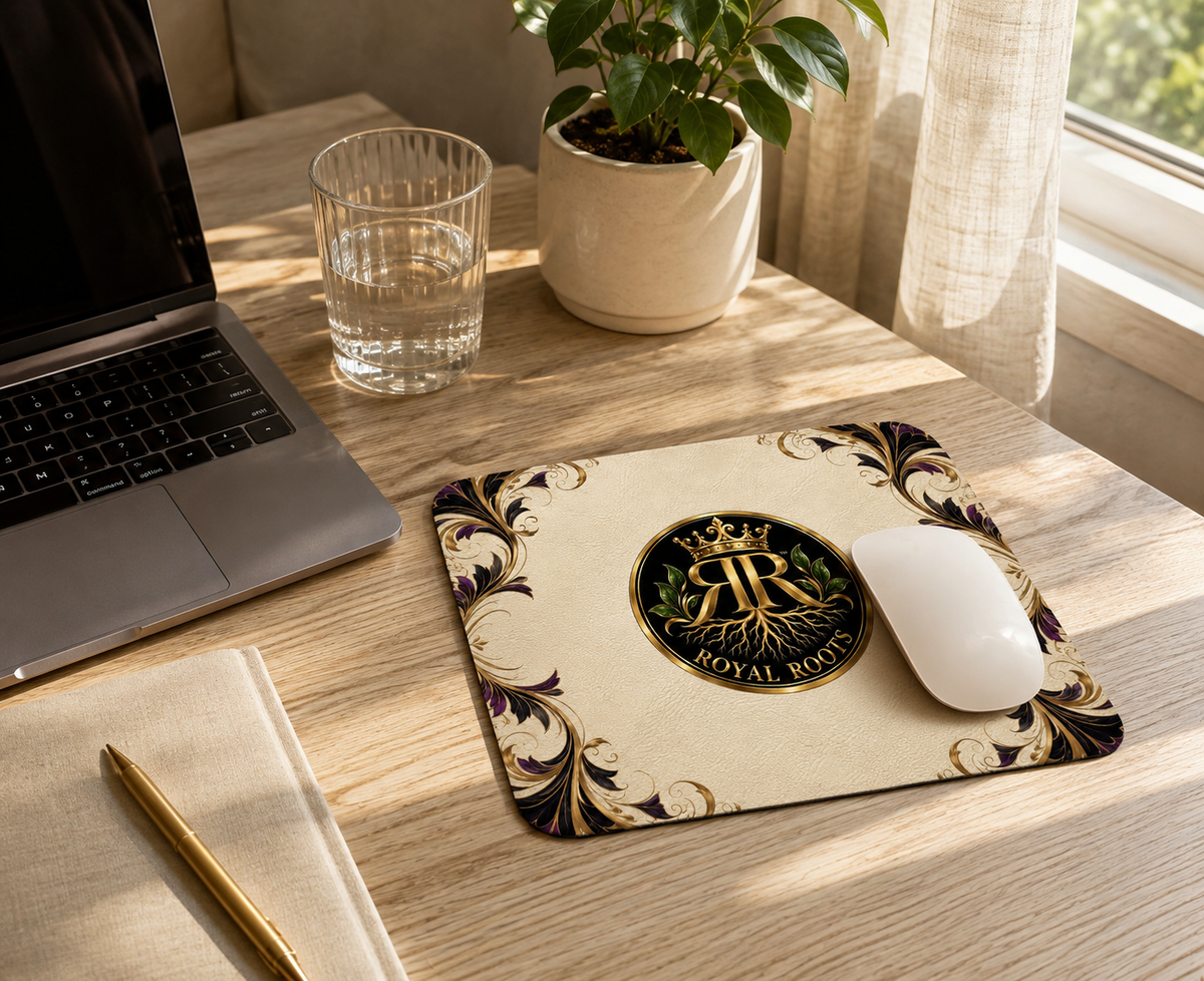 🖥️🖱️Royal Roots™ Signature Mouse Pad — Luxury Botanical Desk Accessory — 8.7″ × 7.1″