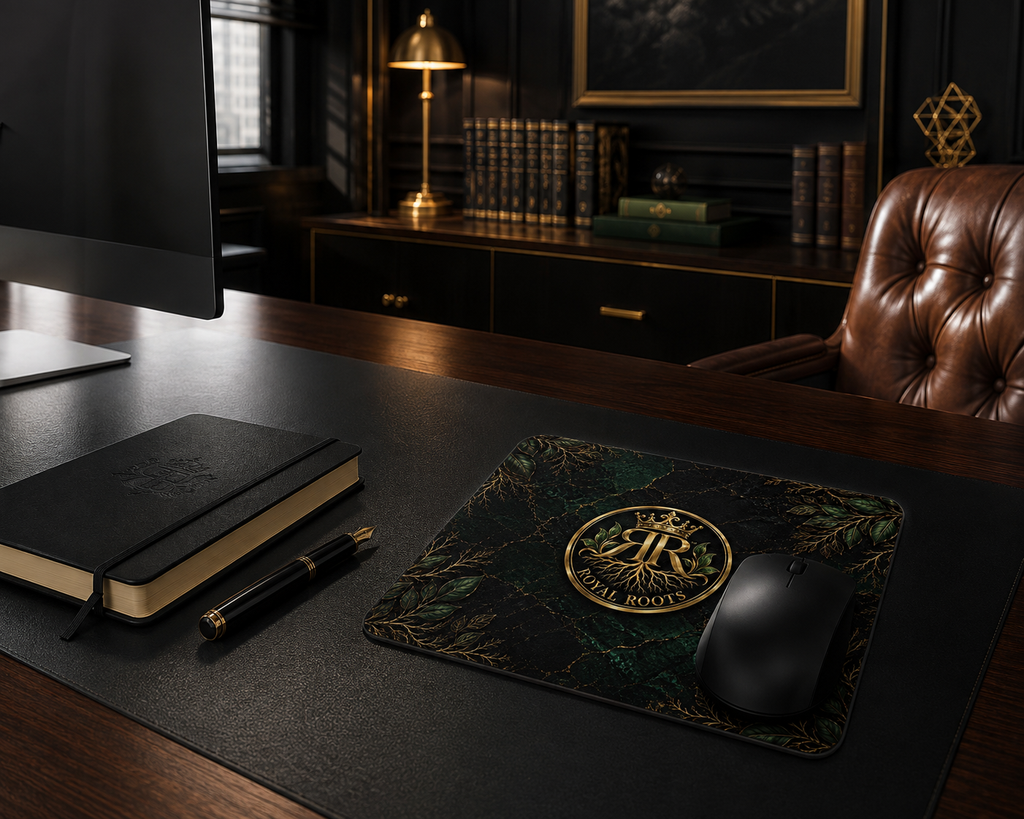 🖥️🖱️Royal Roots™ Signature Mouse Pad — Luxury Botanical Desk Accessory — 8.7″ × 7.1″