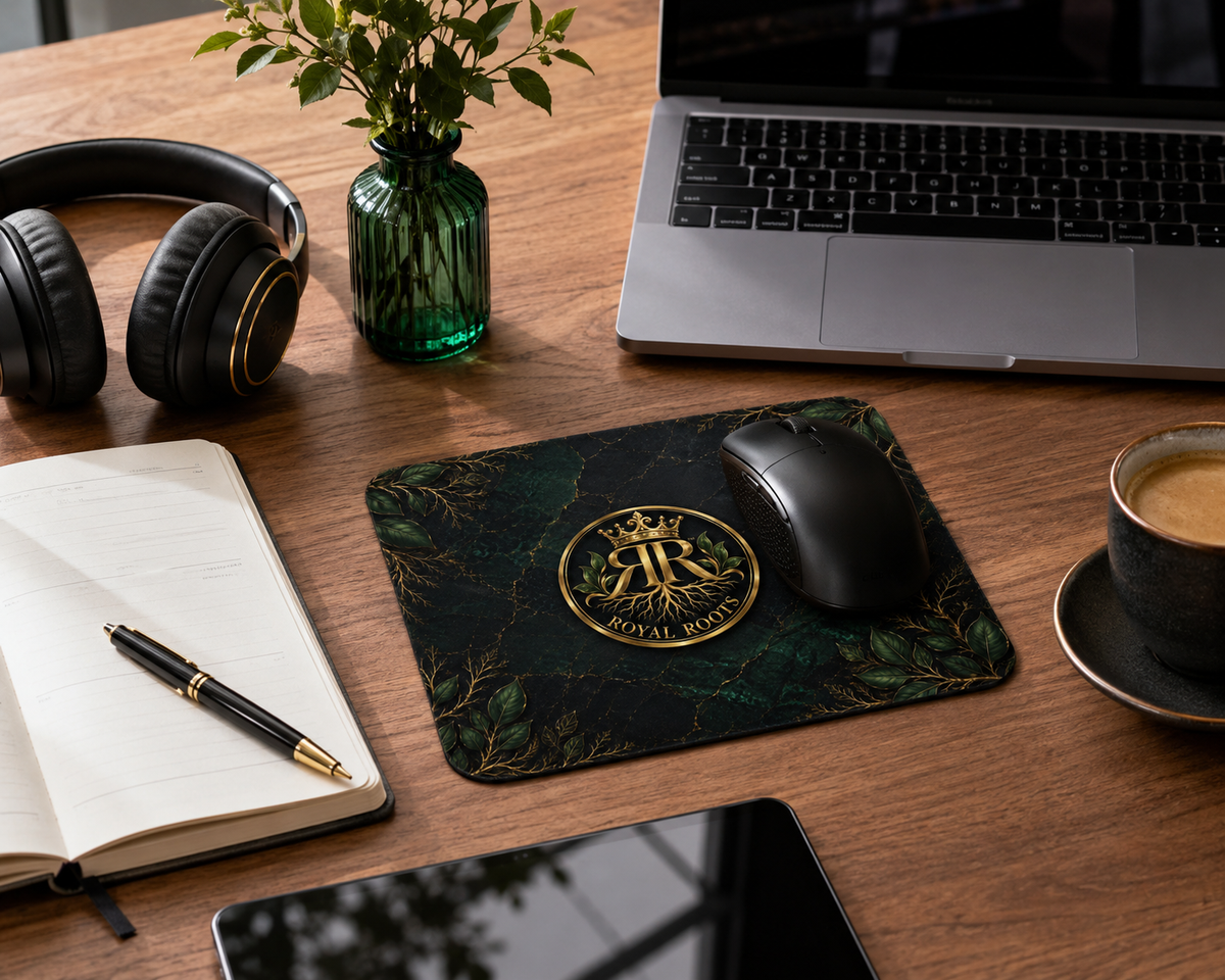 🖥️🖱️Royal Roots™ Signature Mouse Pad — Luxury Botanical Desk Accessory — 8.7″ × 7.1″