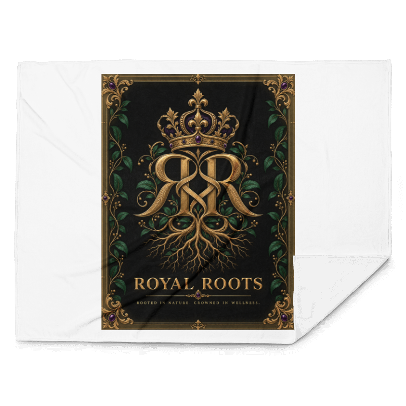 👑Royal Roots™ Crowned Heritage Luxury Throw Blanket — Black, Gold &amp; Botanical Statement Blanket